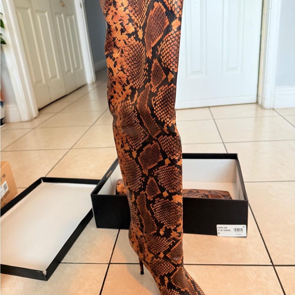 Steve Madden X Winnie Harlow - Harlow Bold Brown and Black Over the Knee Boots